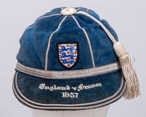 Tommy Taylor blue England v. France International cap, 1957