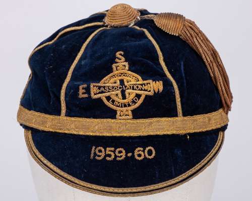 Harry Gregg blue Northern Ireland v. Scotland, England and Wales International cap, 1959-60