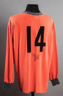 Johan Cruyff signed Holland retro jersey, signed to the reverse below the No.14