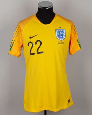 Dean Henderson yellow and green No.22 England v. Czech Republic short-sleeved shirt, 2019
