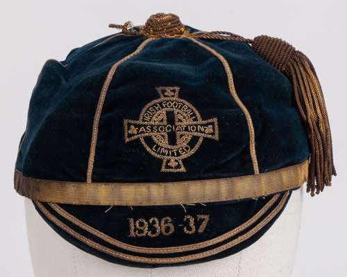 Billy Mitchell blue Northern Ireland v. Scotland, England and Wales cap, 1936-37