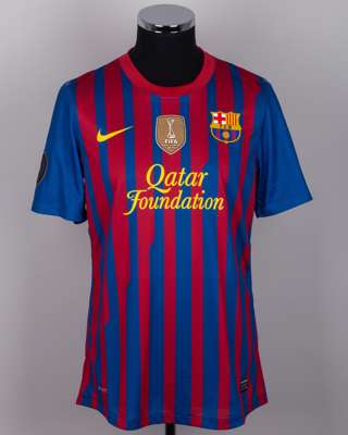 Lionel Messi garnet and blue No.10 Barcelona v. Athletic Club Copa Del Rey Final shirt, 2012