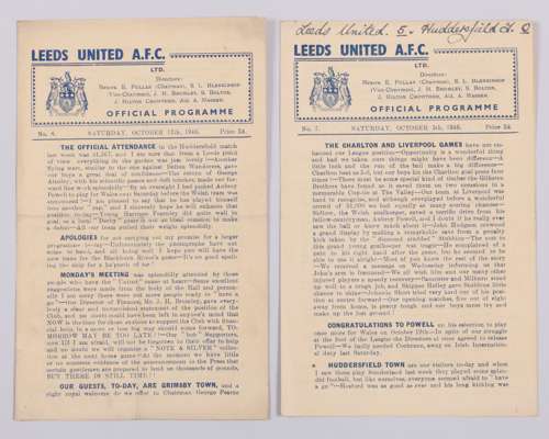 Two Leeds United home match programmes, 1946