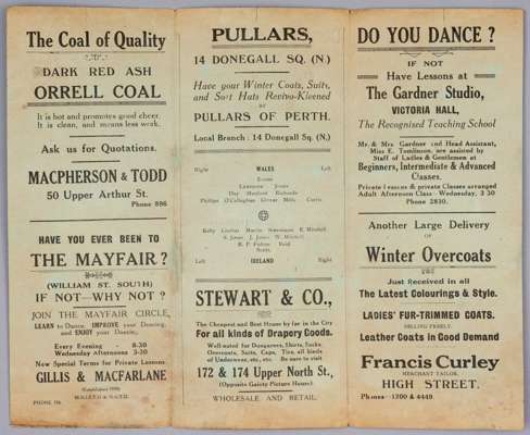 Northern Ireland v Wales International programme, played at Windsor Park, 4th November 1933,
 gatefold programme recorded as programme not known, this