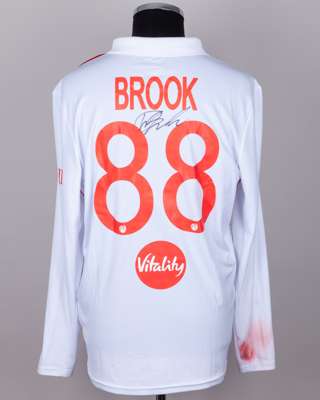 Harry Brook No.88 England v. New Zealand match worn, signed Red For Ruth shirt