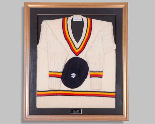 Nick Knight MCC tour cricket jumper and autographed cap display
