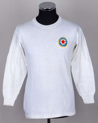 White No.8 Hadjuk Split v. Leeds United long-sleeved shirt, 1973