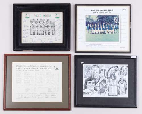 England cricket tour of West Indies 1986 autographed team photograph display