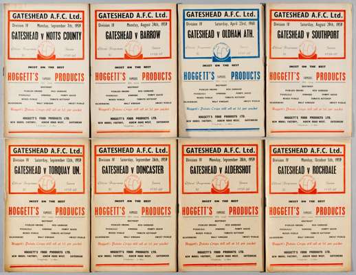 Gateshead last season 1959-60 home programmes, 
 includes v Halifax FAC, missing v Walsall, (23), not v Barrow, v Southport season shown incorrectly i