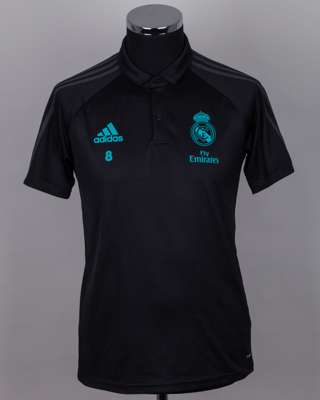 Black and green No.8 Real Madrid short-sleeved polo shirt, 2017-18