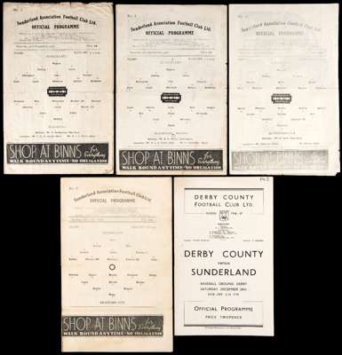 Six Sunderland programmes, a pre-war home v Arsenal programme 28th December 1935