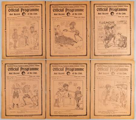 Six Tottenham Hotspur home programmes 1922-23 season,
 including v Manchester United, Oldham Athletic, Bolton Wanderers, Stoke, Preston North End and 