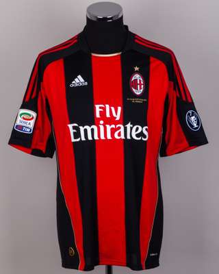 Antonio Cassano red and black No.99 AC Milan short-sleeved shirt, 2010-11