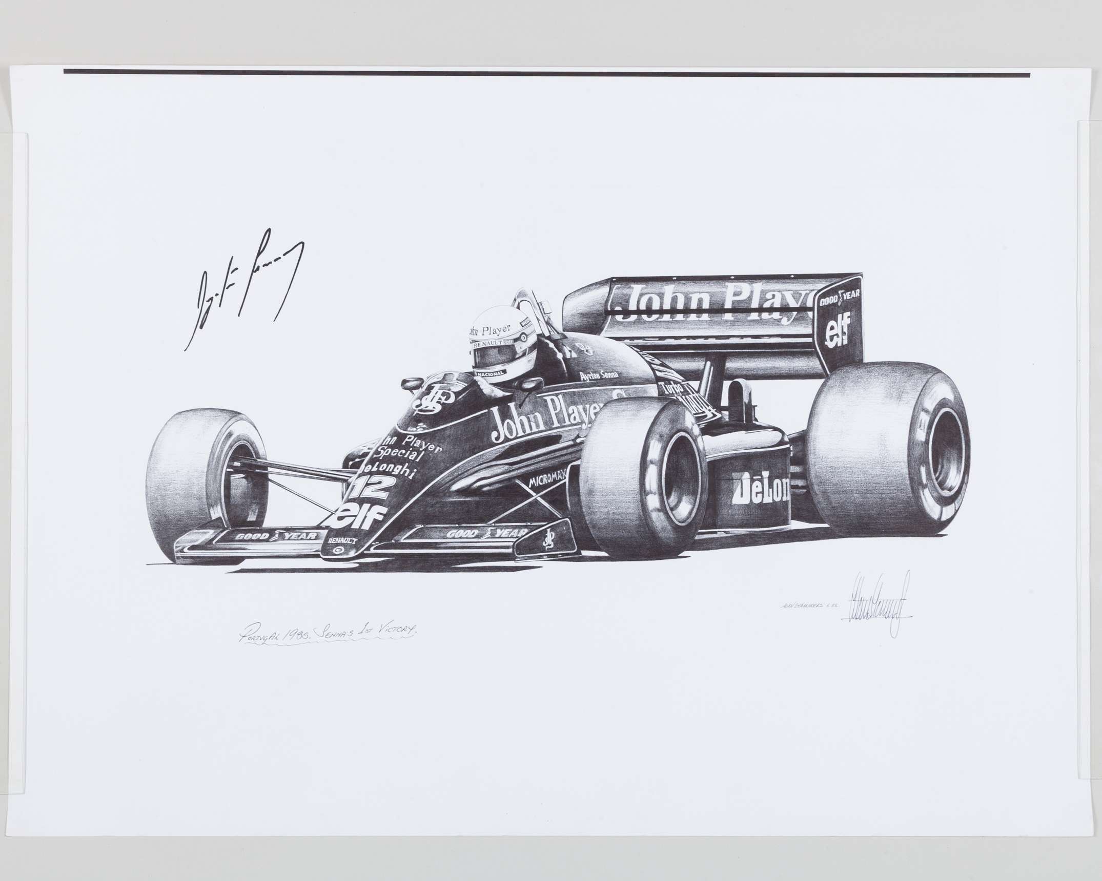 Alan Fearnley SENNA'S VICTORY F1リトグラフ Ayrton Senna Signed 1985 First F1 Victory Print at The Estoril