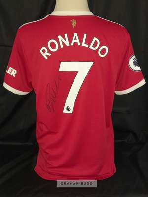 Cristiano Ronaldo CR7 autographed Manchester United 2021-22 home jersey, 
 brand new with adidas tags still attached, signed by Cristiano neatly and b