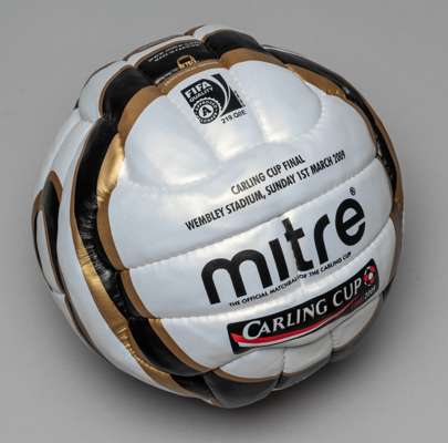 Official match ball used at the Carling Cup Final Manchester United v Tottenham Hotspur, played at Wembley Stadium, 1st March 2009,
 Mitre Revolve bal