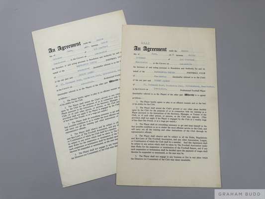 Manchester United Player's Contract for Bobby Harrop for season 1956-57,
 drawn up on behalf of MUFC by the Club Secretary Walter Crickmer, an agreeme