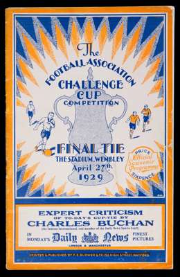 F.A. Cup Final programme Bolton Wanderers v Portsmouth 27th April 1929, staples removed, very good condition