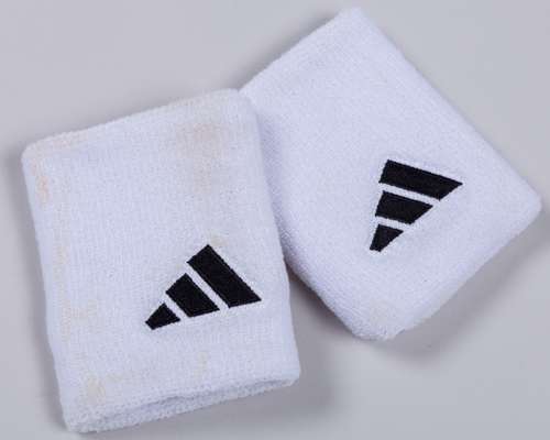 Andy Murray a pair of match worn Adidas wristbands 2012 quarter-final