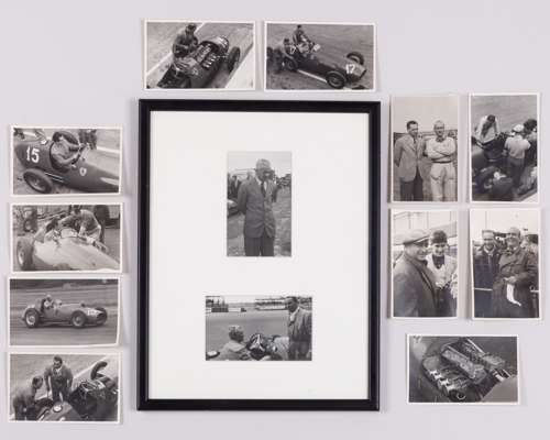 Piero Taruffi Framed Ferrari Display with Various Other Photographs