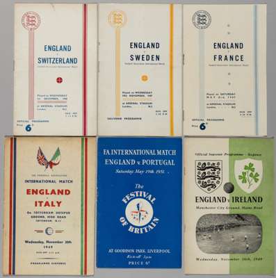 England home programmes, all matches played on League grounds, 1947-66,
 none at Wembley, v Ireland at Goodison Park 3rd November 1947; v France 3rd M