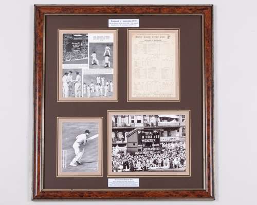 England v. Australia Kennington Oval Ashes Test scorecard 20th August 1938 display