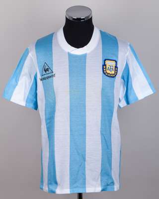 Blue and white airtex No.20 Argentina short-sleeved shirt, 1989