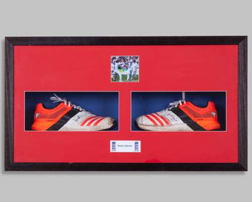 Jimmy Anderson a pair of match used Adidas autographed cricket shoes