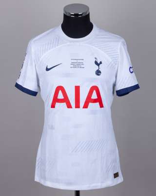 Harry Kane white No.9 Tottenham Hotspur v. Shakhtar Donetsk short-sleeved shirt, 2023