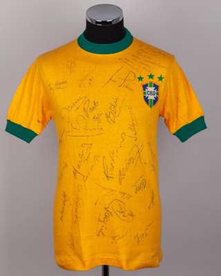 Rivellino yellow No.10 Brazil autographed short-sleeved shirt, 1974