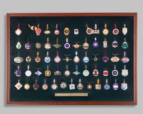 Racecourses of Great Britain circa 2000 member's badges framed display