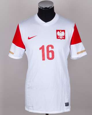 Jakub Blaszczykowski white and red No.16 Poland short-sleeved shirt, 2011