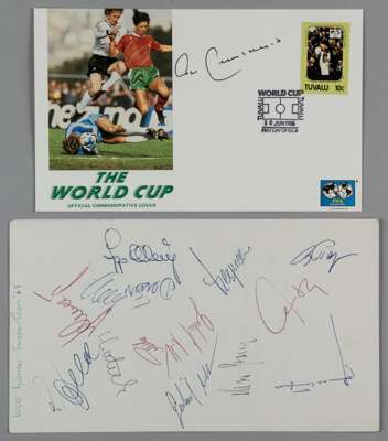 West Germany football team 1969 - original autographed menu from the Marine hotel, Troon, Scotland, dated 13th April,
 signed to the blank back by 14 