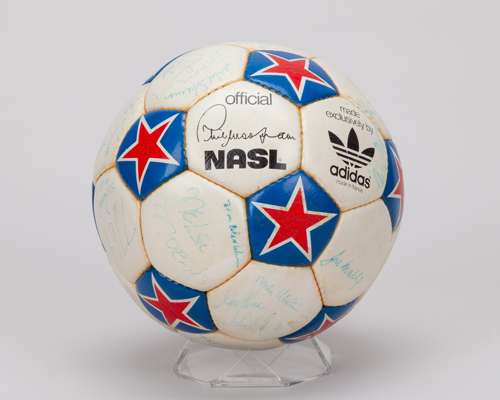 A 1977 Cosmos autographed leather football