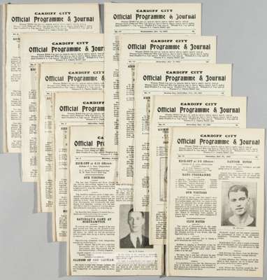 A collection of 30 Cardiff City home programmes from the 1931-32 season,
 comprising 18 first team matches against Brighton, Reading, Fulham, Southend
