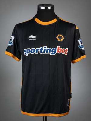 Adam Hammill black & orange Wolverhampton Wanderers no.19 jersey v Manchester City, played at Etihad Stadium, on 29th October 2011,
 match-issue, Burr