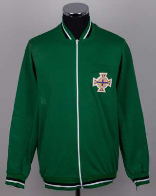 Pat Jennings green Northern Ireland International track suit top