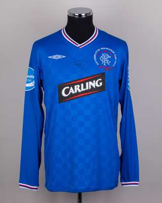 Kevin Thomson blue No.8 Rangers Scottish League Cup final match issued shirt, 2010