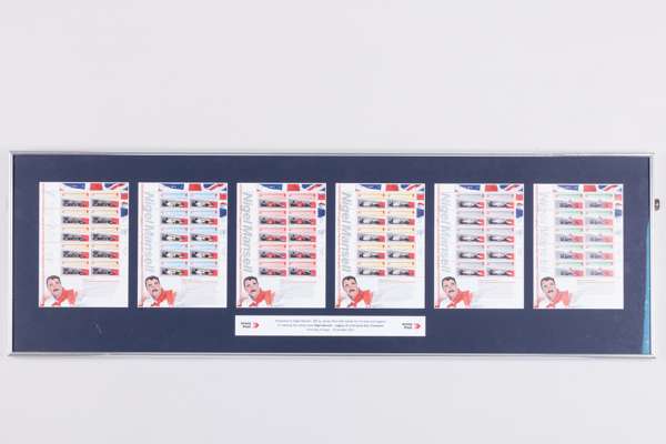 Nigel Mansell Stamp Issue Framed Display