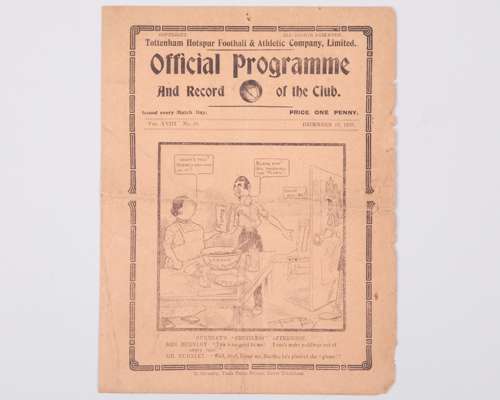 Tottenham Hotspur v. Leeds United match programme, 19th December 1925