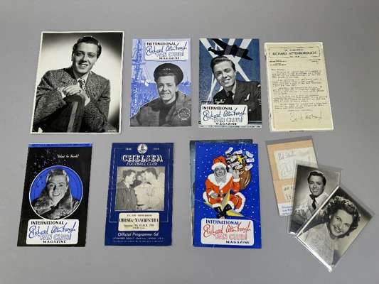 A collection of Richard Attenborough ephemera,
 including Chelsea v. Manchester United, F.A. Cup 6th round match programme, 4/3/50, featuring Attenbor