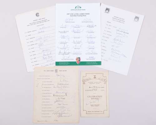 A Bishop Auckland Cricket Club autographed menu card, September 1953