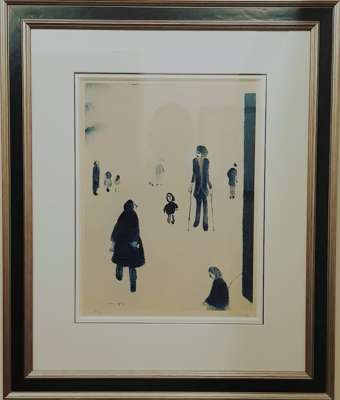 Laurence Stephen Lowry RBA RA (1887-1976) 'Figures in a Park'
 Rare colour print
 Signed edition of only 28 of 100.
 Published by Peinture 12th Januar