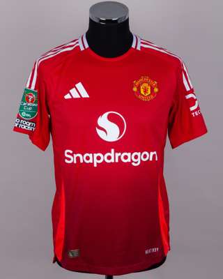 Marcus Rashford red and white No.10 Manchester United short-sleeved shirt, 2025-26