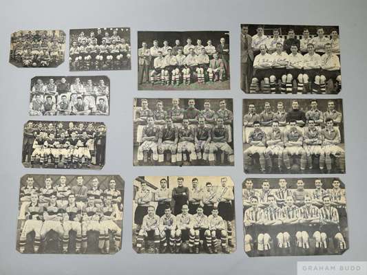 Excellent collection of autographed football team newspaper cut-out circular, circa 1950-54, 
 all have been signed in full in ink, Leeds United (11),