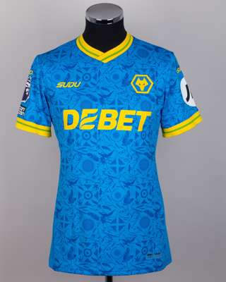 Rodrigo Gomes blue and yellow No.21 Wolves short-sleeved shirt