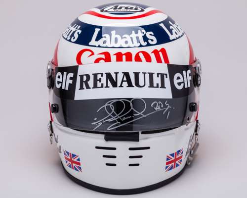 Nigel Mansell Signed 1991 Williams Renault Race Spec Promotional Used Helmet
