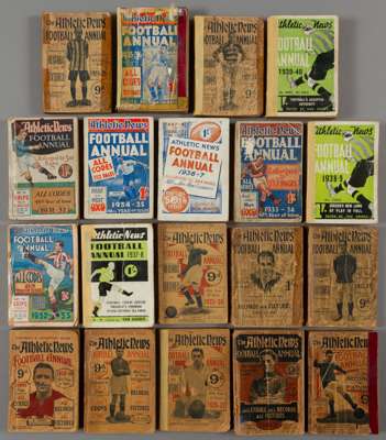 Collection of Athletic News Football annuals, 
 continuous run from 1921-22 to 1939-40, 19 editions, various condition, but all are complete, some hav