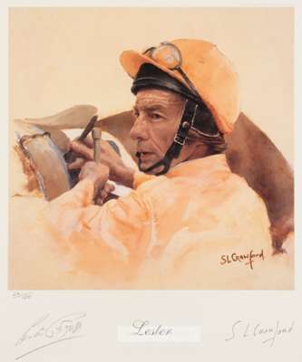 Signed horse racing memorabilia,
 comprising: i) a photographic print of the jockey A.P. McCoy, signed in blue marker pen, McCoy depicted at the winni
