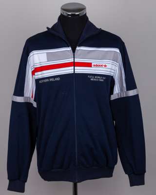 Pat Jennings blue, white and red Mexico World Cup tracksuit top, 1986